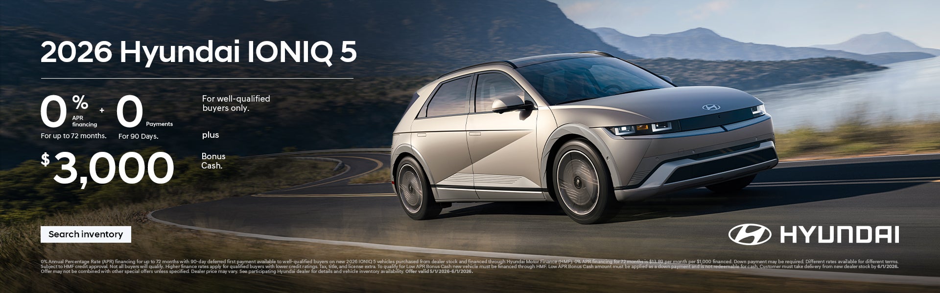 2026 Hyundai IONIQ 5 APR and Bonus Cash Offer